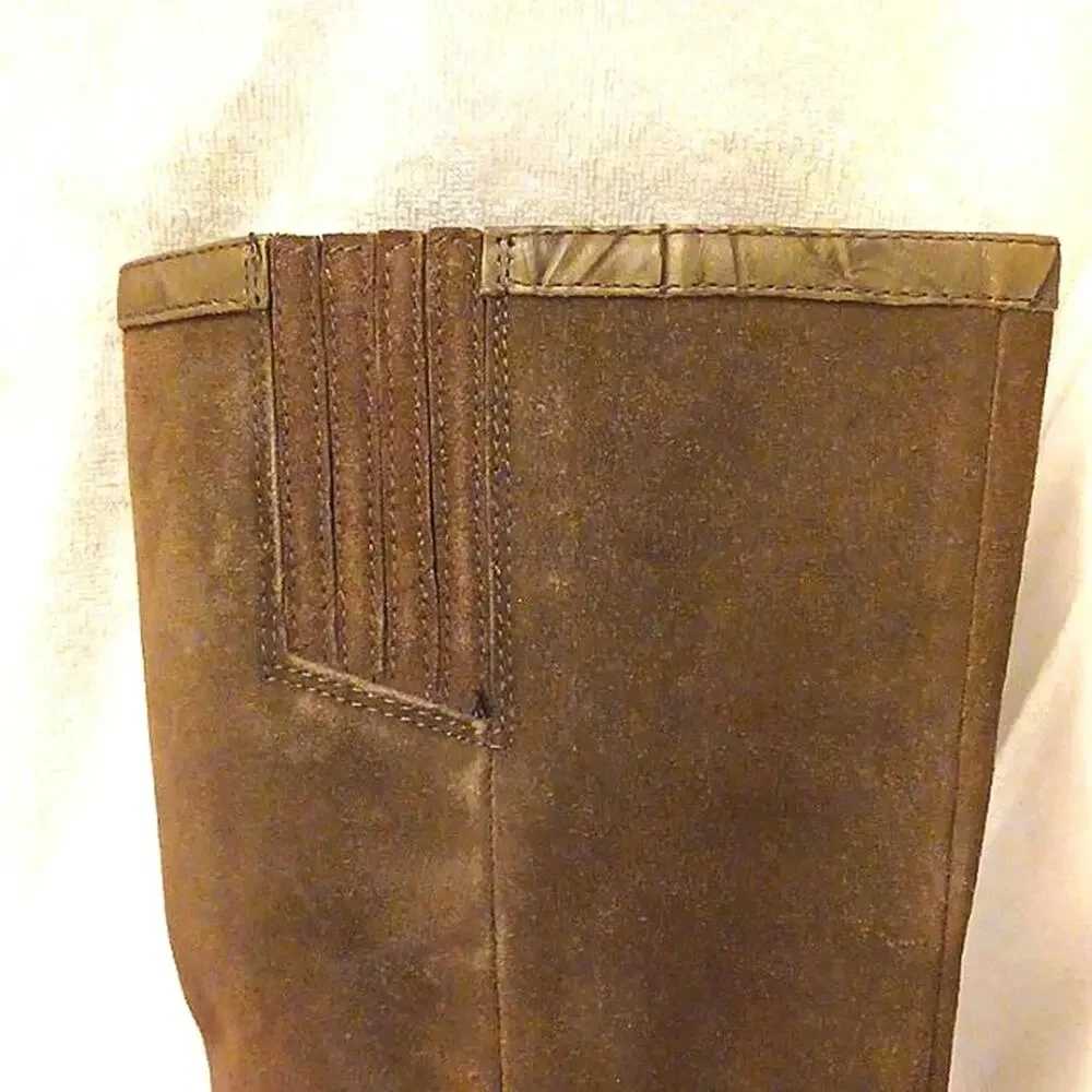 Clarks Leather Suede‎ Knee High Riding Boots Sz 9M COMFORT Sole BOHO KHAKI BROWN